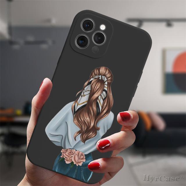 Для Iphone 13 11 12 14 Pro Max Mini Xs Xr 14plus черный чехол на высоком каблуке для девочек, модная женская мода, популярный силиконовый защитный чехол