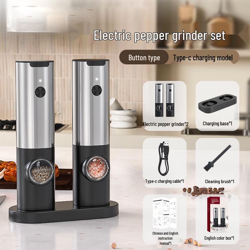 Gravity-Sensing Electric Pepper & Salt Grinder for Household Use