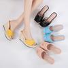 2025 Summer High Heels Sandals Women Party Shoes Peep Toe Elegant Ladies Wedges Sandals Blue Yellow Black Plus Size 42