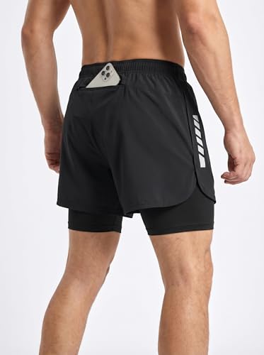 Men's Gym Shorts Quick Dry Stretchy Compression Workout Shorts with Pockets