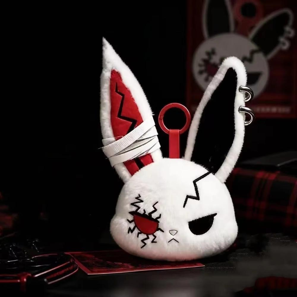 Plush Dark Bunny Plush Doll Embroidered Rabbit Bag Charm Cute Bunny Plush Keychain  Daily Carry