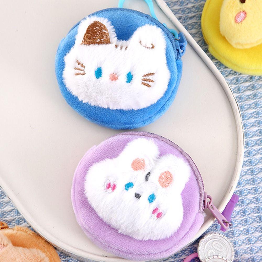Mini Cartoon Plush Coin Purse Cute Lipstick Storage Bag Durable Headphone Bag Travel