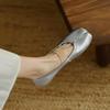Krazing Pot Sheepskin Spring Summer Size 41 Thick Low Heels Strange Style Women Silver Color Slip on Flats