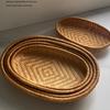 Oval Shape Rattan Storage Basket Wicker Material Fruit Display Basket  Kitchen Use