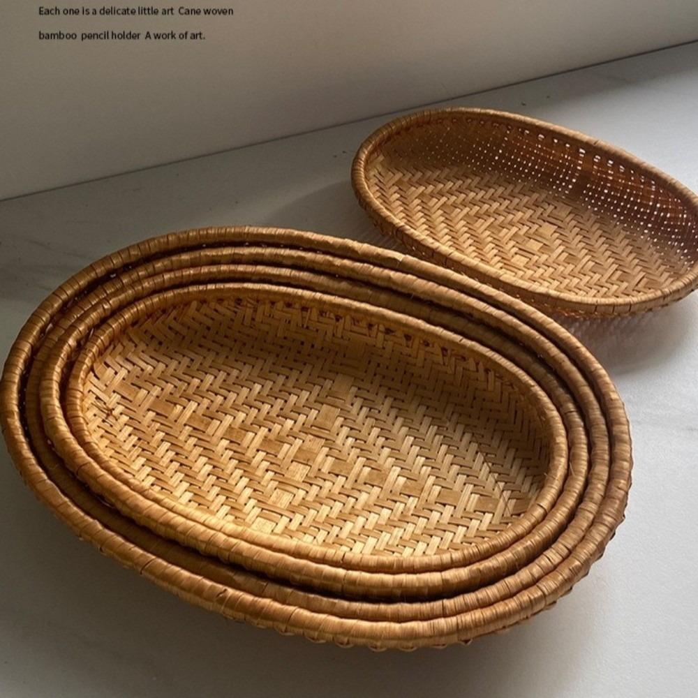 Oval Shape Rattan Storage Basket Wicker Material Fruit Display Basket  Kitchen Use