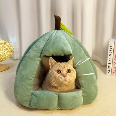 Гнездо для кошек зимой, теплое закрытое гнездо из тыквы, кровать для кошек, будка для домашних животных, домик для кошек в осенне-зимнем стиле для сна кошек зимой