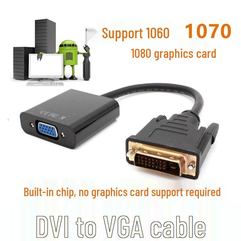 Трансграничный адаптер-кабель DVI на VGA - Конвертер HD 1080P с чипом