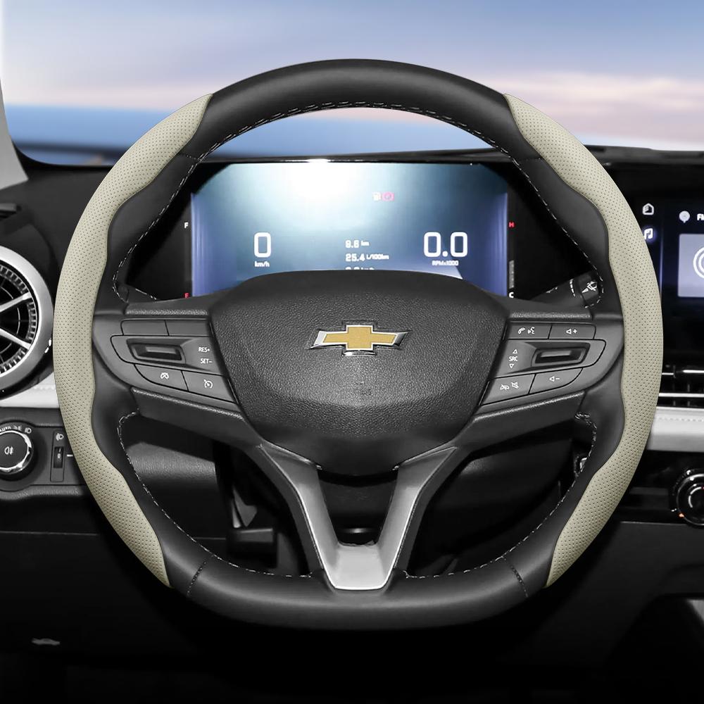 AABHN1 Suitable for Chevrolet Breathable Holes Leather Steering Wheel Cover Segmented Quick Release Design Non-Slip and Durable Cruze Spark Captiva