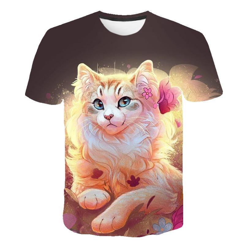 Summer Men's and Women's 3d T-shirts Animal Cat Bear Wolf 3D Printing Clothes Short Sleeve Casual T-shirt XS-5XL