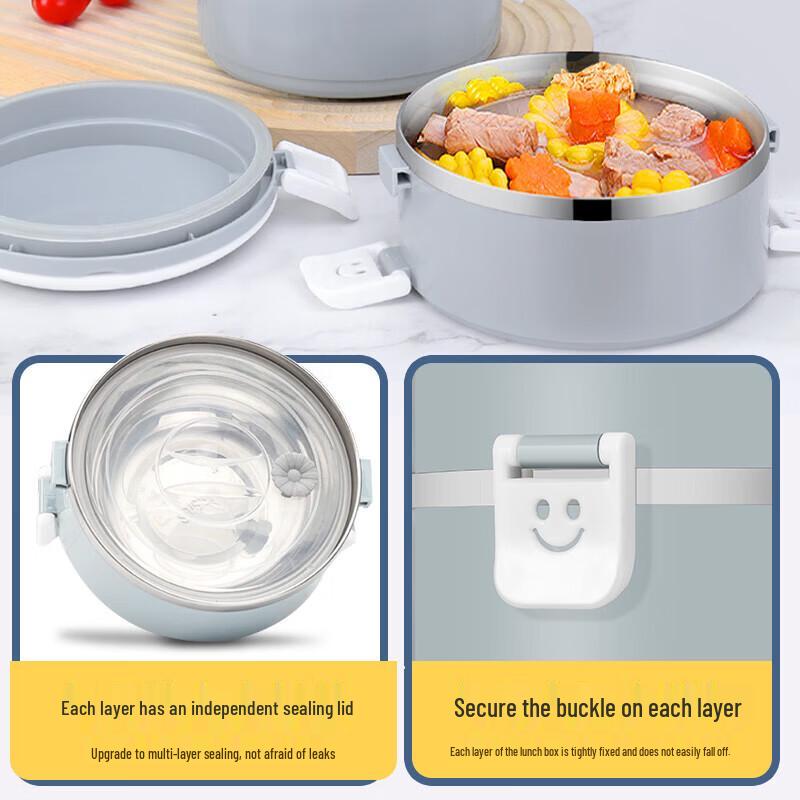 Bess Thickness 304 Stainless Steel Double-Layer Round Lunch Box