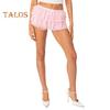 Women Summer Shorts Multi-layered Scattered Hem Ruffle Lace Trim Beach Shorts Lolita Style High Waist Ultra-short Shorts Daily Wear Sleep Shorts