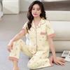 Пижама женская летняя новая из искусственного хлопка, с простым цветочным принтом, домашняя одежда для мамы, комплект большого размера