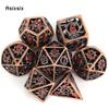 7 Pcs Copper Red Rotary Cyclone Metal Dice Hollow Metal Polyhedral Dice Set Suitable for Role-Playing RPG  Board Game Card Game