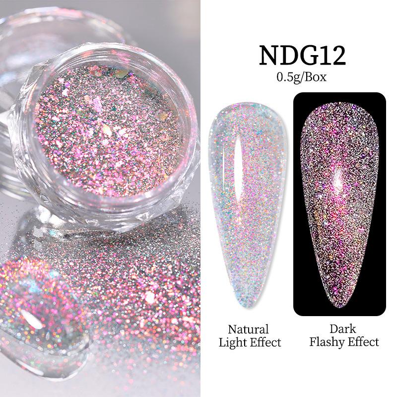Nicole Diary Polarized Cloud Brocade Crushed Diamond Powder, Super Bright Dream Manicure Opal Powder, Bouncy Fine Glitter Powder