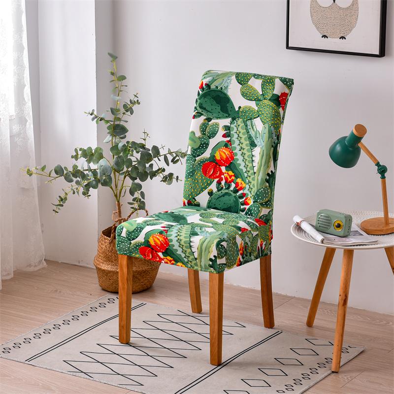 Printed Stretch Spandex Chair Cover Anti Dirty Elastic Seat Slipcover For Dining Room Office Wedding Party