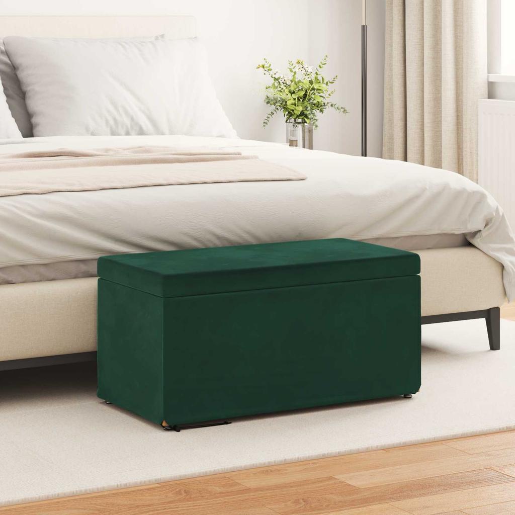 Stool Dark Green 81 x 41 x 40 cm Velvet and Engineered Wood