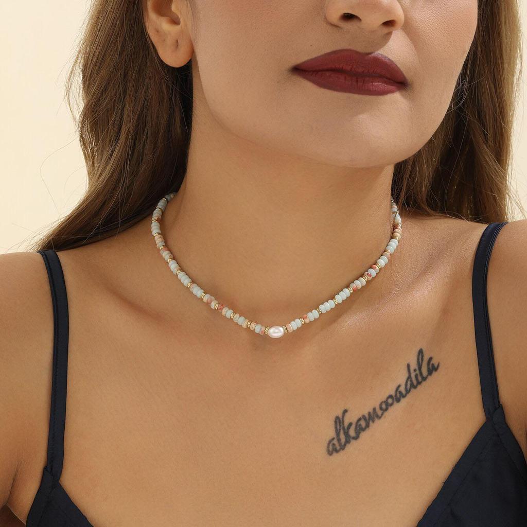 Модное ожерелье из искусственного нефрита с жемчугом, изысканное регулируемое женское ожерелье с бусинами, бижутерия для вечеринок