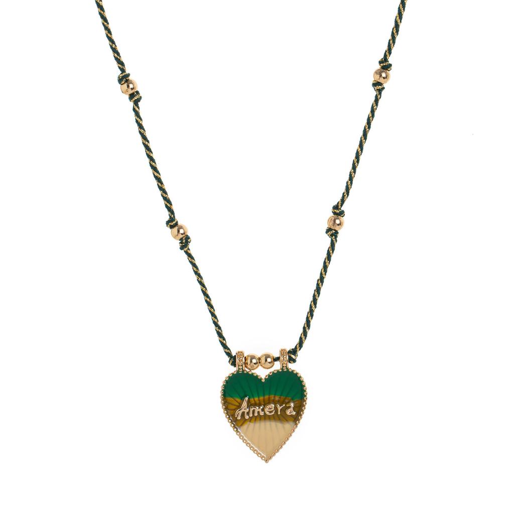 Stylish And Simple Color Rope Love Tarot Pendant Necklace Lucky Bead Chain Gold-Plated Color Retention