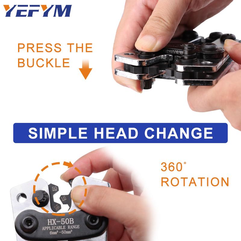 Обжимные клещи 6-50 мм²/AWG 10-0, щипцы для трубных наконечников, шестигранный обжимной инструмент, многофункциональный инструмент, аккумуляторный кабельный наконечник, ручные инструменты для кабеля, HX-50B