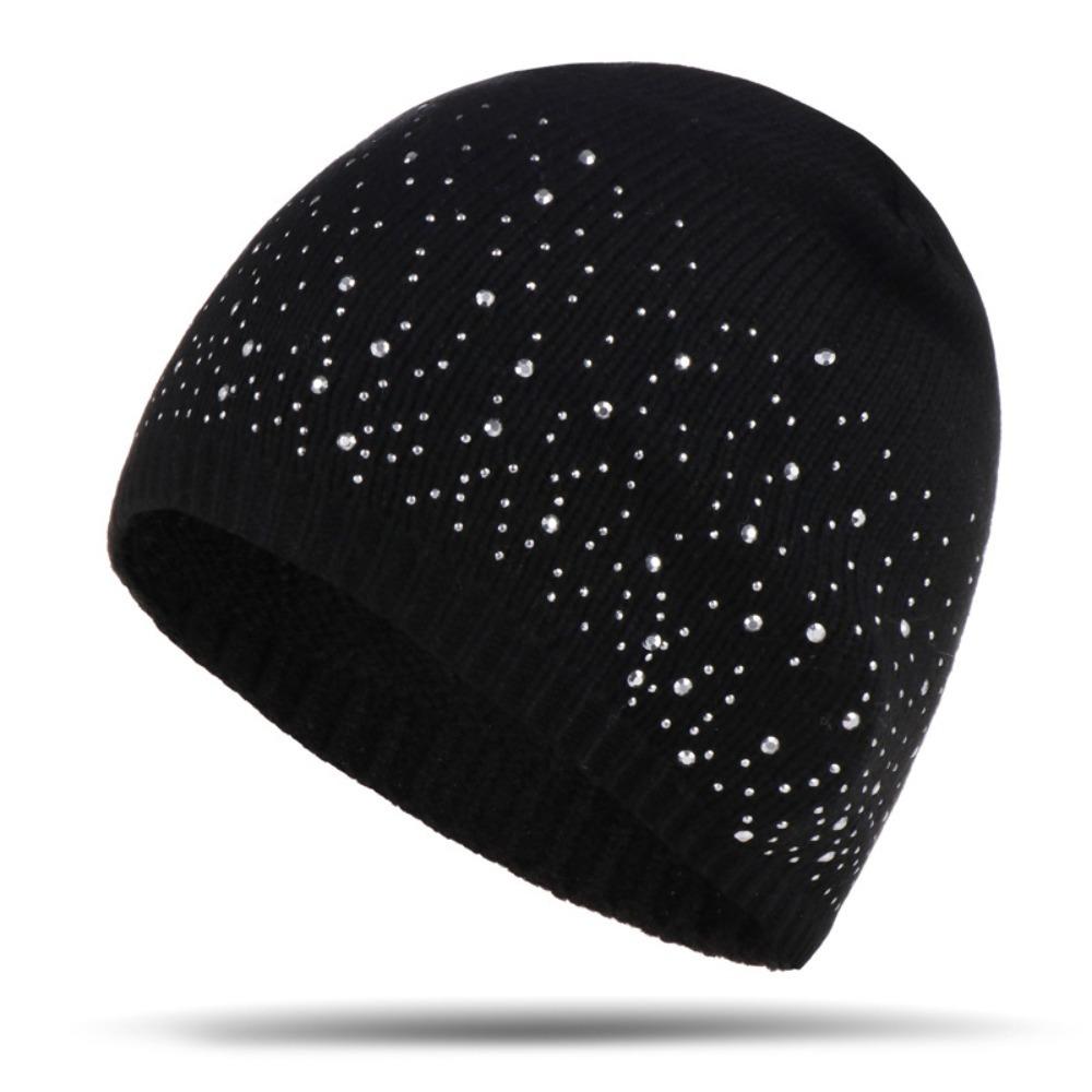 Rhinestone Decor Knitted Hat Stylish & Shiny Beanies Hat Casual Winter Fall Hat Outdoor Streetwear