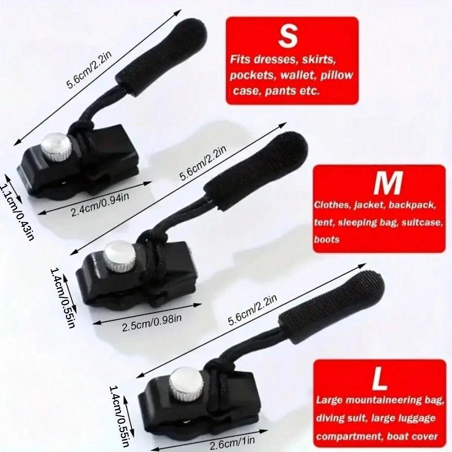 12Pcs Universal Zipper Repair Kit Quick Instant Detachable Zipper Head Replacement Zipper Slider Pull Jacket Bags Coat DIY Sew