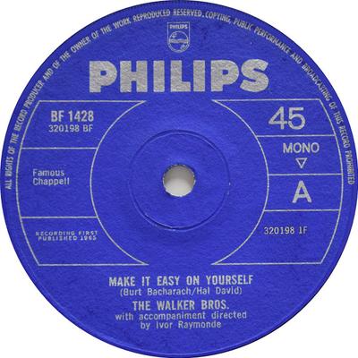 7-дюймовая пластинка WALKER BROTHERS - Make It Easy On Yourself BF1428 Philips 1965 UK Рок Б/У