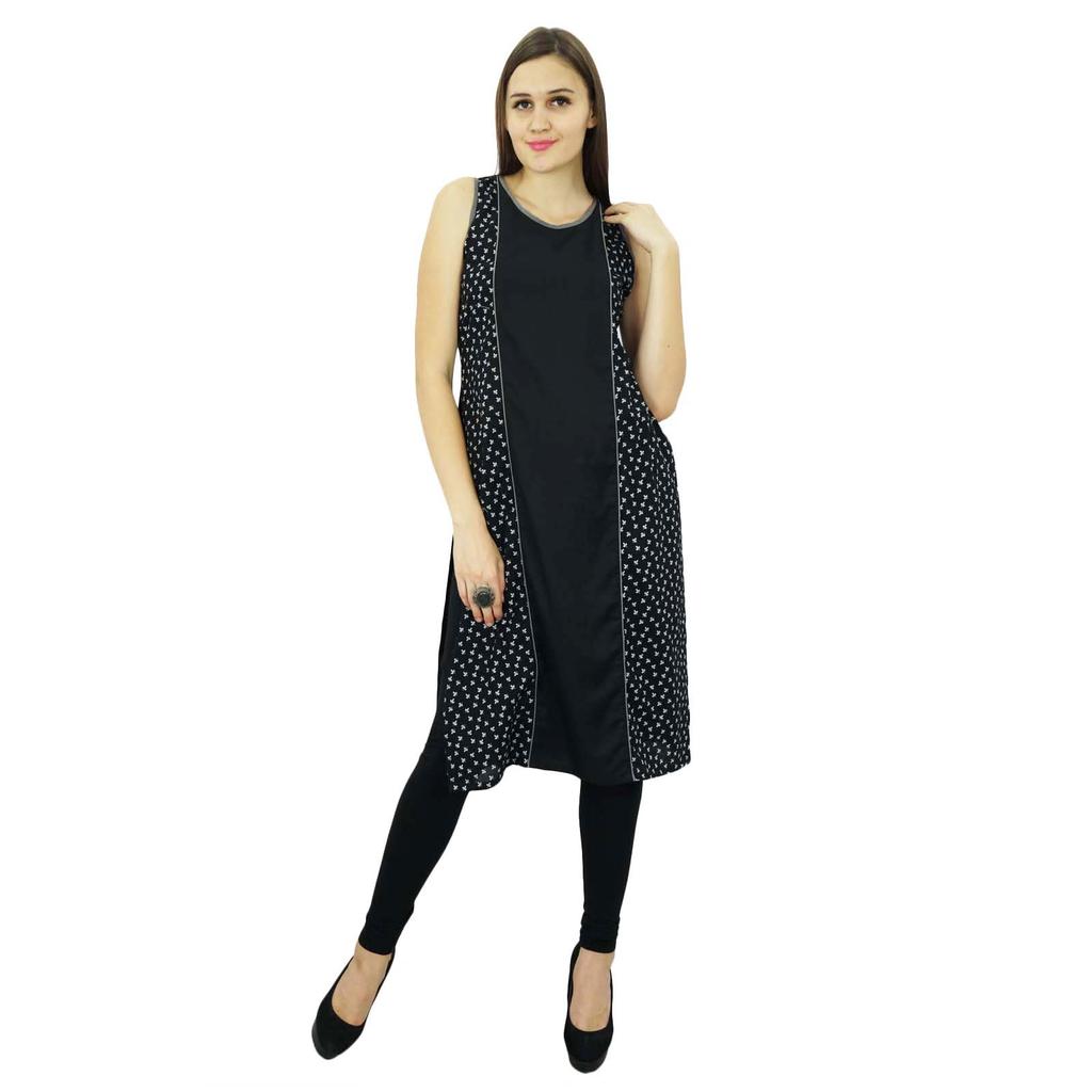 Bimba Женская туника из вискозы без рукавов с цветочным принтом, индийская этническая блузка Kurti