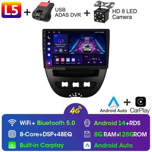 Android 14 2 Din Car Multimedia Player For Peugeot 107 Toyota Aygo Citroen C1 2005-2014 Carplay Stereo GPS Navigation BT WIFI