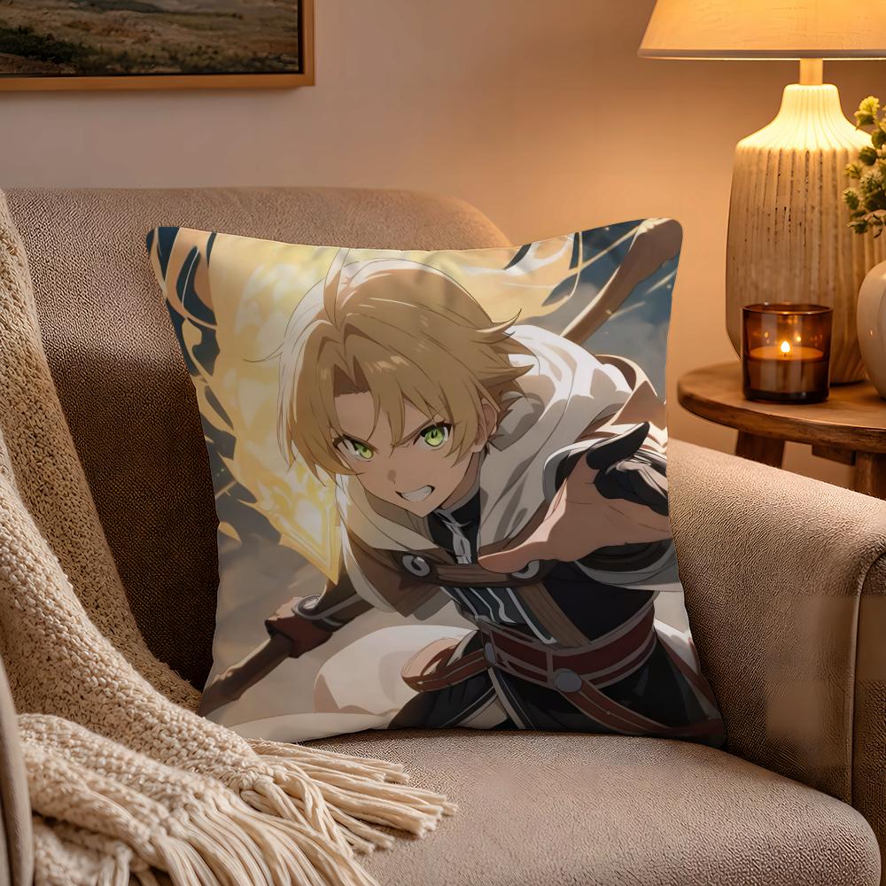 Чехол на подушку из аниме Mushoku Tensei, мягкий плюшевый чехол на подушку, двусторонняя печать и скрытая молния, для дивана, дома, автомобиля
