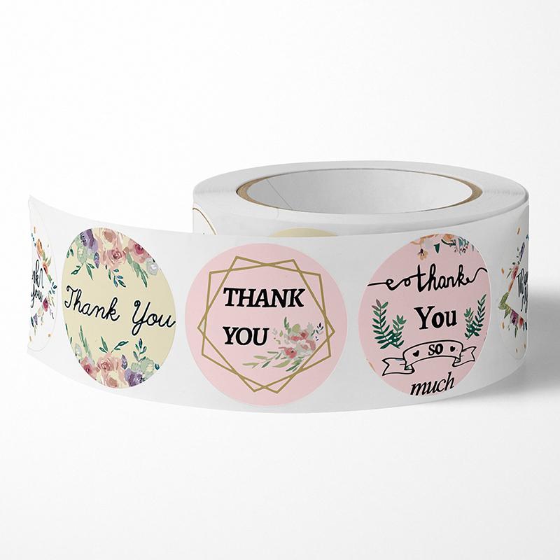 500 шт. 1 дюйм романтические цветы спасибо наклейки рулон для конверта свадебные украшения коробка канцелярские принадлежности печать наклейка подарочная этикетка