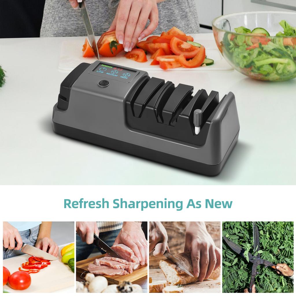 4 в 1 цифровая электрическая точилка для ножей с регулировкой скорости для ножей с прямым лезвием / зубчатых ножей / керамических ножей / ножниц
