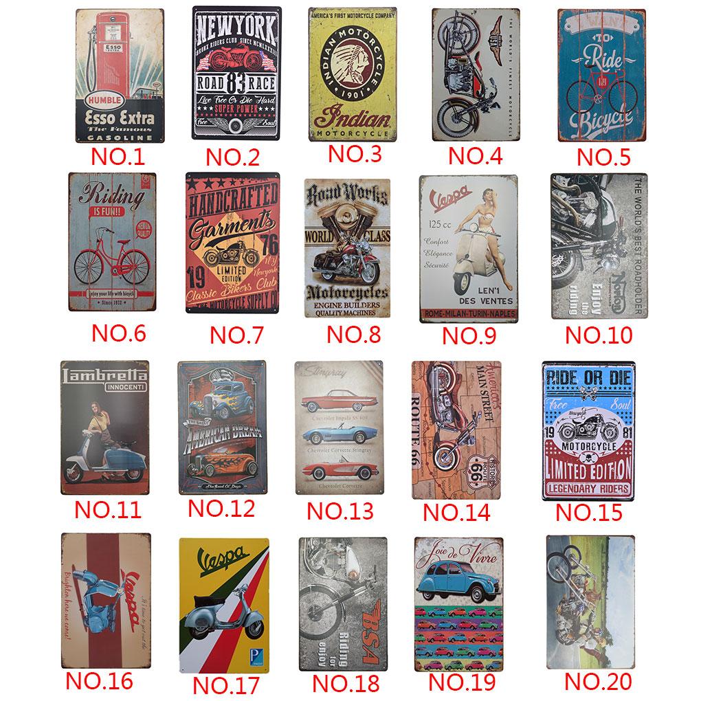 Vintage Retro Iron Wall Decors Car Motorcycle Poster Sign Plaque Home Livingroom Bedroom Decorations