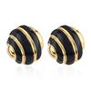 Estele Gold Plated Black Enamel Round Shaped Stud Earrings for Girls and Women