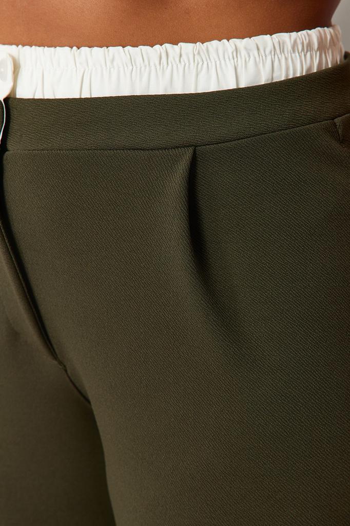 Женские стильные серые трикотажные брюки больших размеров с детальной талией