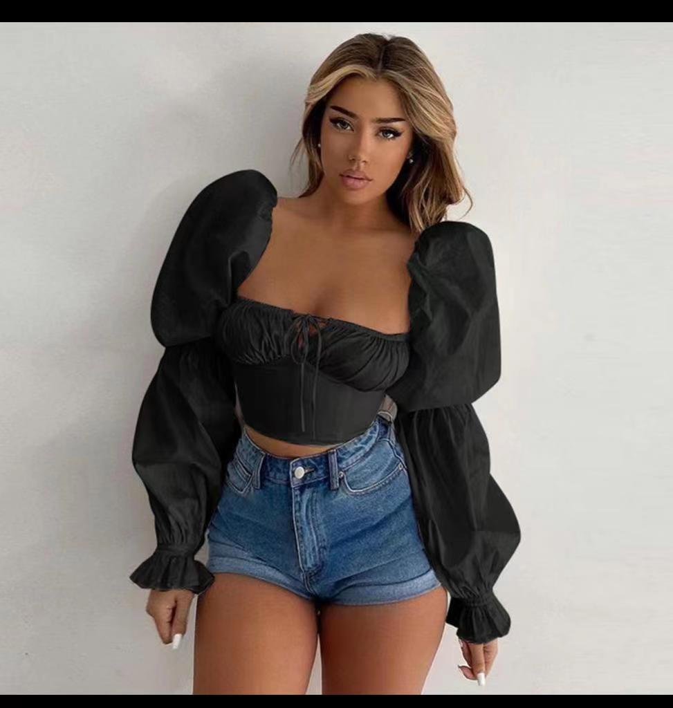 Весенне-летняя женская белая рубашка с длинным рукавом и завязкой спереди, открытая спина, сексуальная на талии