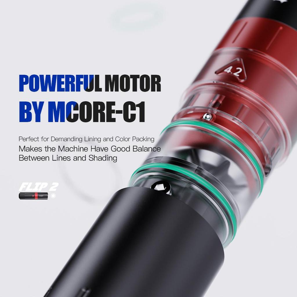 Mast Flip2 Wireless Tattoo Pen with Adjustable Strokes 2.4-4.2mm, 2 Batteries Digital Display Coreless Motor for Tattoo & Eyebrow Eyeliner Lip