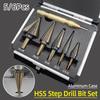 HSS Step Drill Bit Set Nitride Coated Metric/Inch Cone Drill Bit Hole Opener Metal Wood Drilling Tool Automatic Center Punch