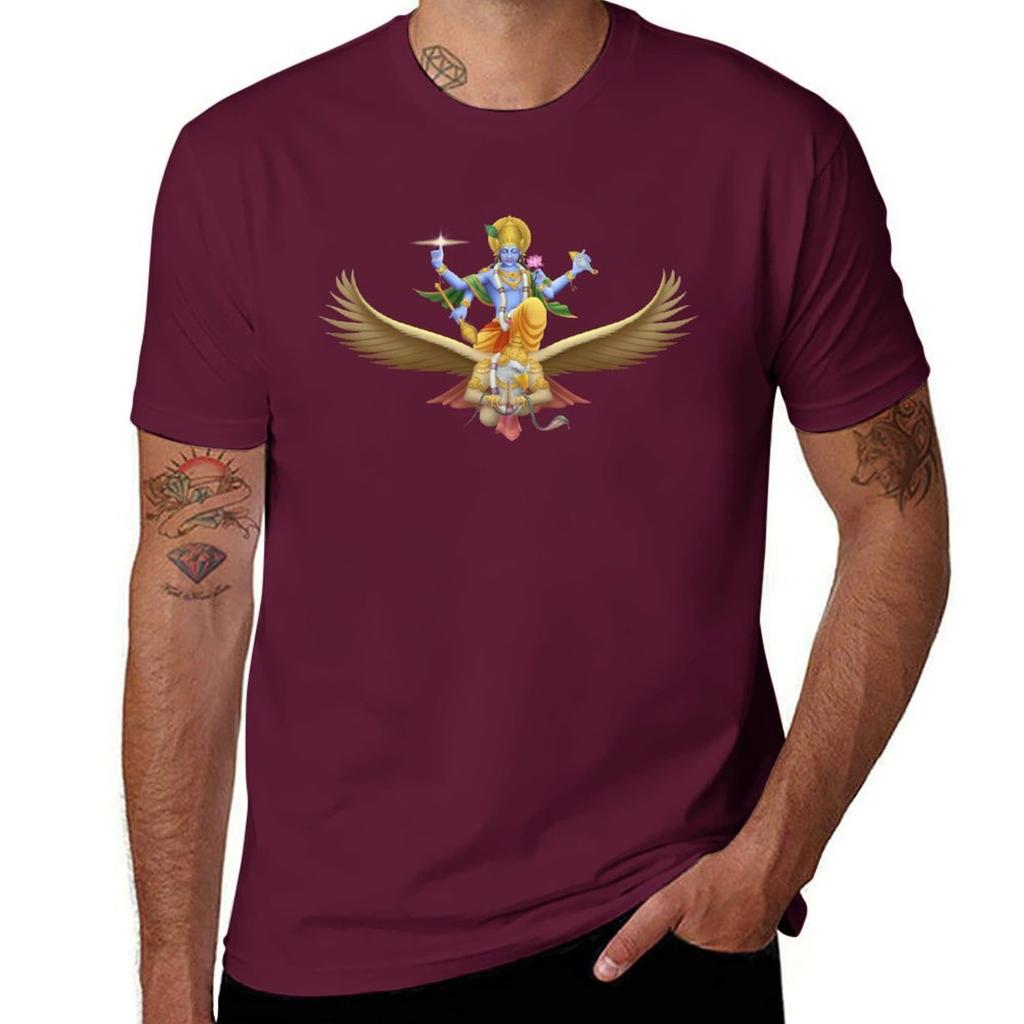 Sri Vishnu and Garuda (clear background) T-Shirt cute clothes Blouse mens t shirts top quality