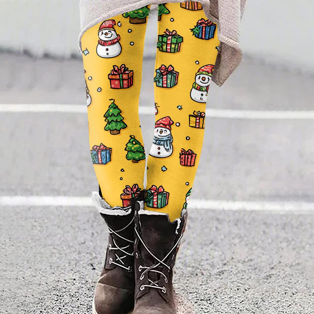 Женские рождественские облегающие эластичные повседневные брюки для йоги