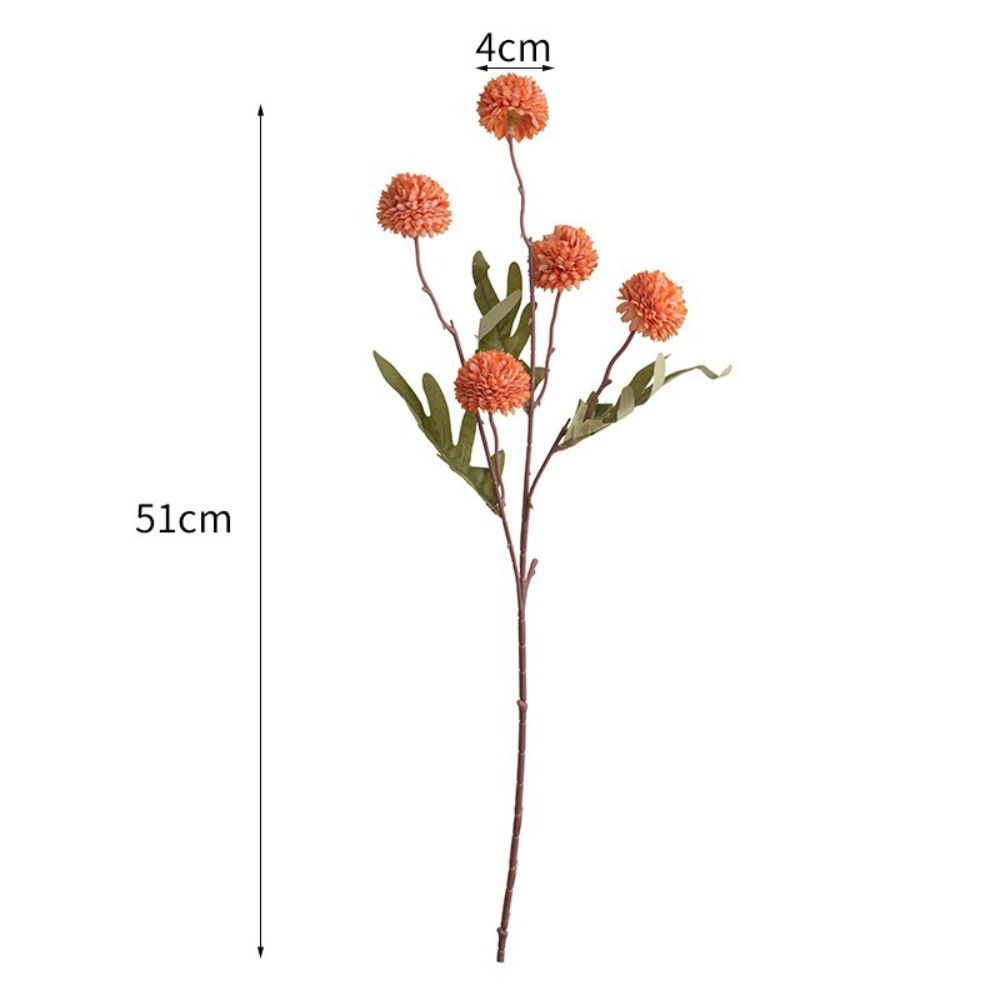 Хризантема-помпон Искусственные шелковые цветы Дизайн с 5 головками Свадебный букет Шарик-одуванчик Искусственный шелк