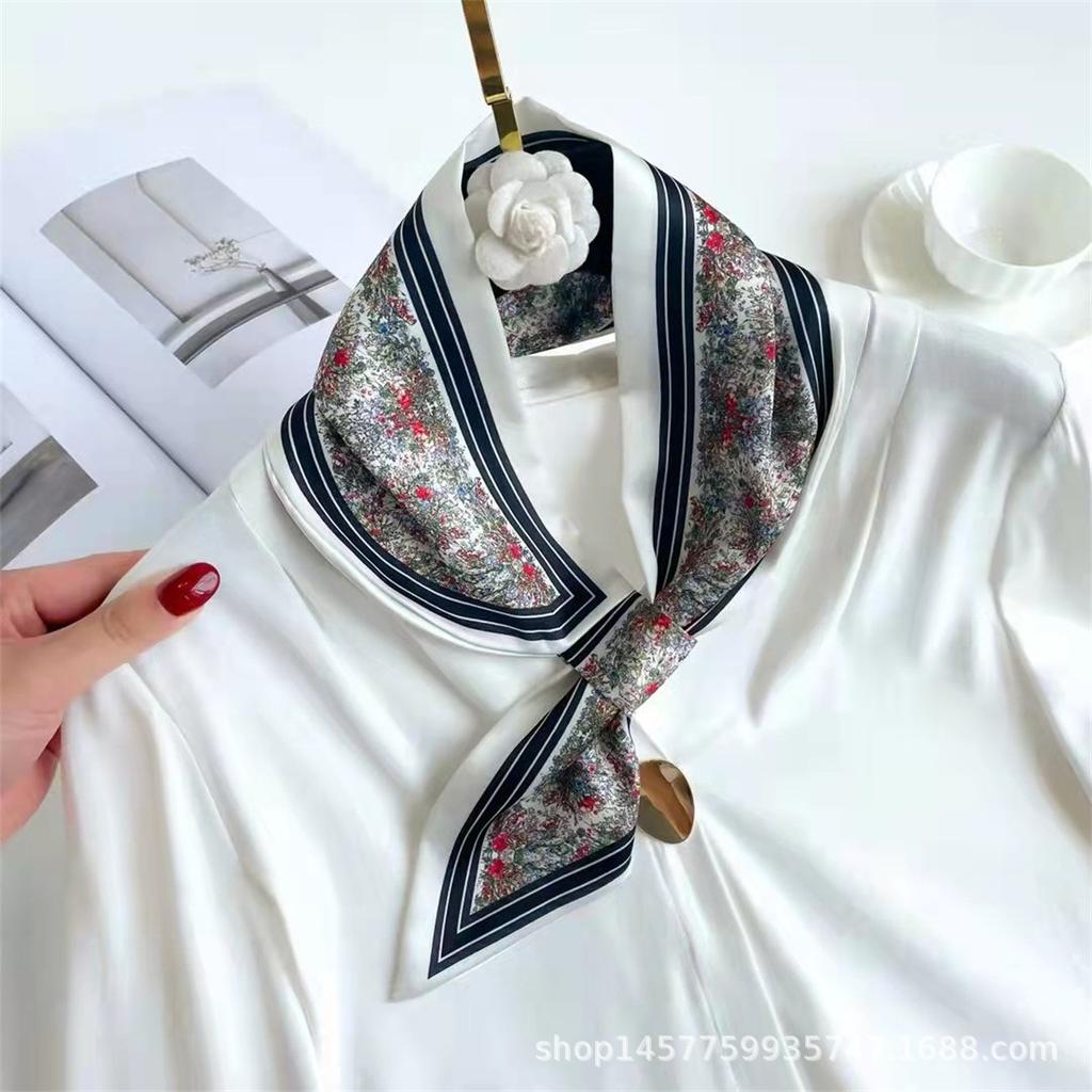 Silk Scarf Small Long Square Scarf Women'S High-End Neck Protection Scarf Professional Matching Shirt Scarf