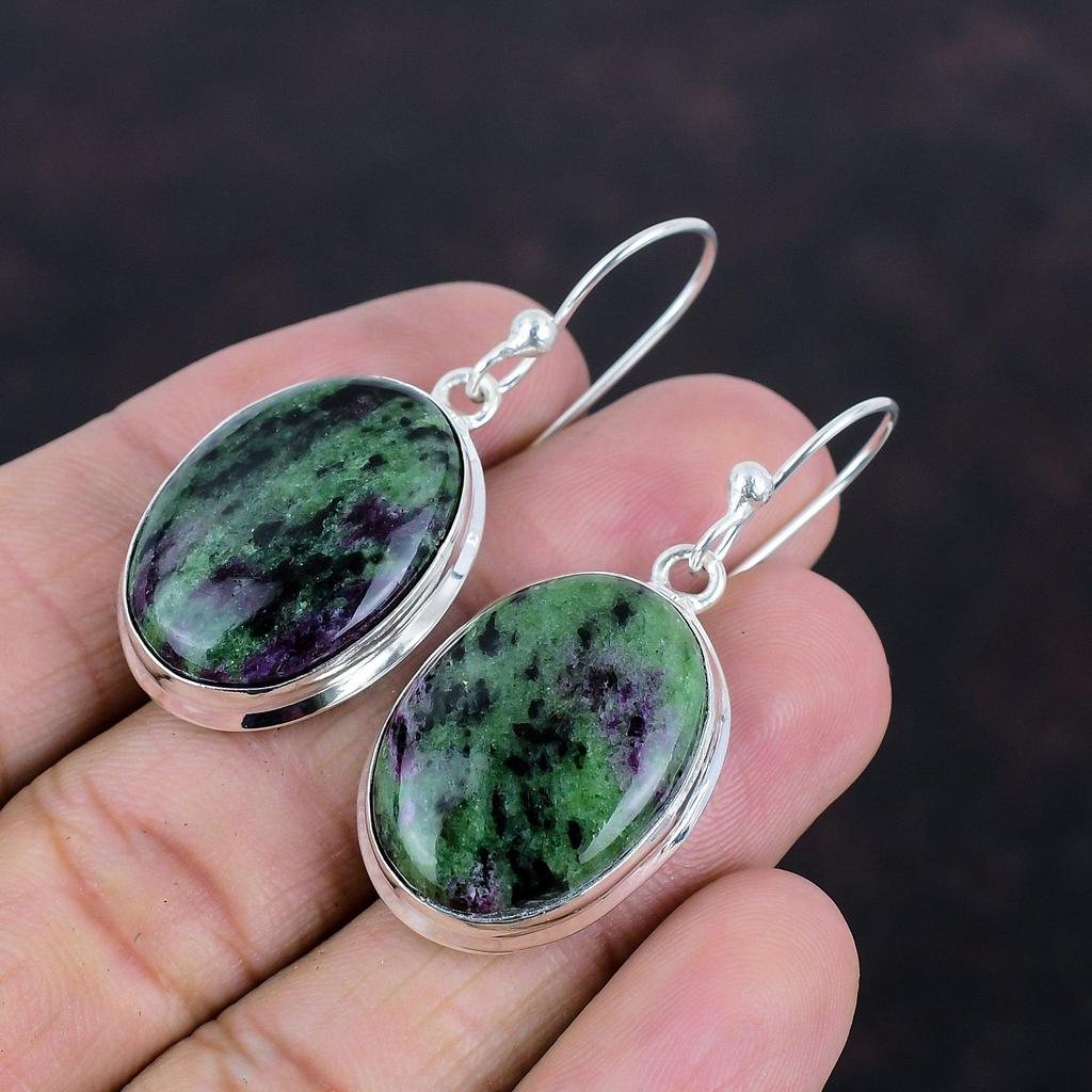 Ruby Zoisite Earring Natural Gemstone Earring Decent Jewelry 925 Sterling Silver Earring Ruby Zoisite Jewelry Handmade Earring Gifts For Her