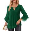 Women's Fashionable Solid Color Round Neck Seven Quarter Sleeved Shirt Loose Casual  Top