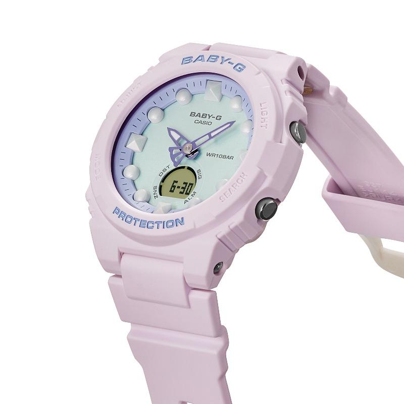 Casio Женские часы Baby-G, смола, 100 м водонепроницаемые, аналоговые, ударопрочные, кварцевые, BGA-320FH-4A