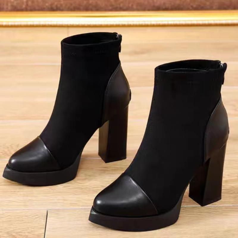 Модные европейские и американские короткие остроносые сапоги 2024 года, зимние новые короткие сапоги на высоком каблуке, стильные сапоги Zapatos De Mujer