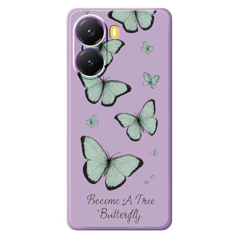For Xiaomi Redmi Turbo 4 5G/Poco X7 Pro 5G Case Green Butterfly Pattern Printing Straight Edge TPU Phone Back Cover