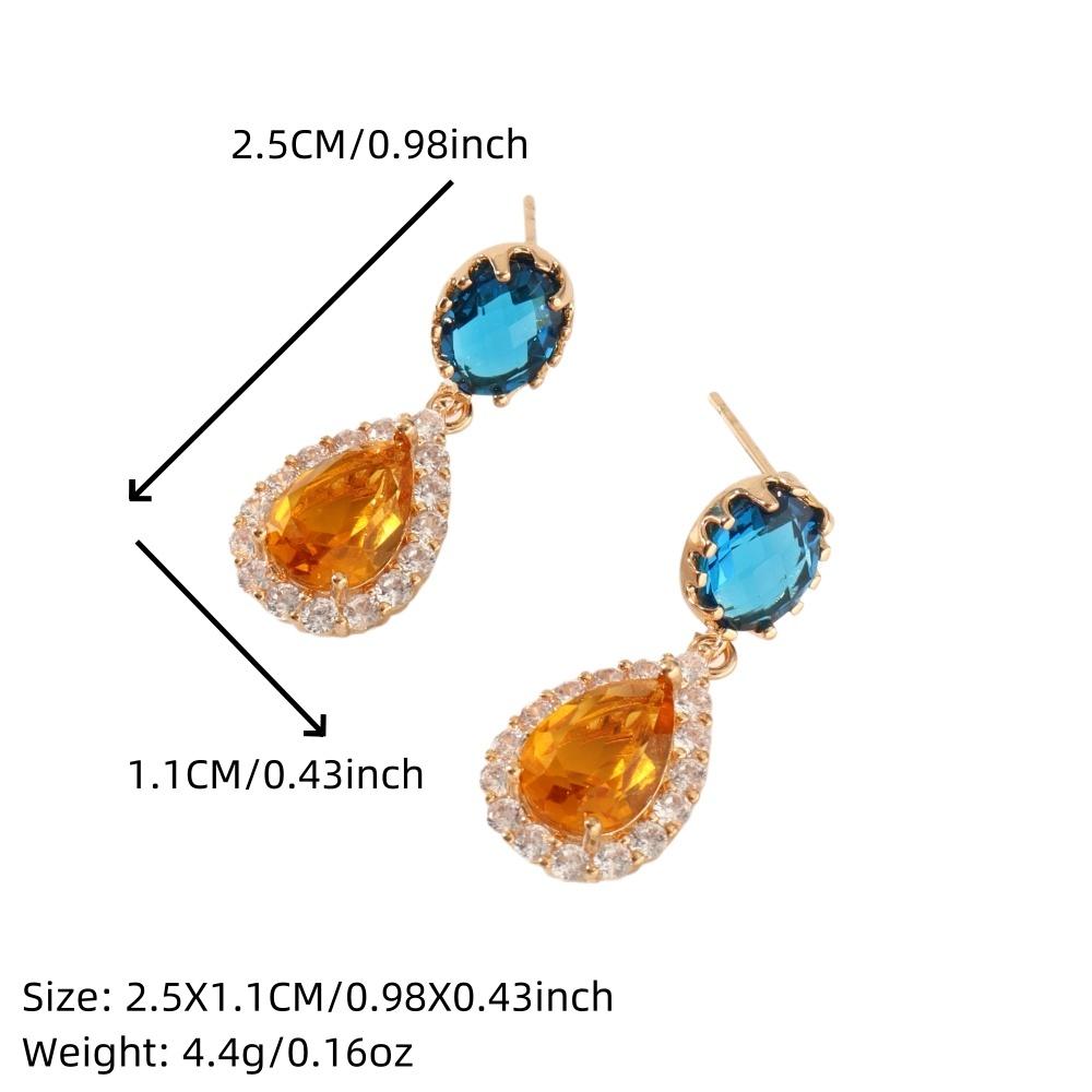 1 пара роскошных цветных кубических циркониевых сережек-капель для женщин, серьги-гвоздики, ювелирные изделия, аксессуары для свадебной вечеринки