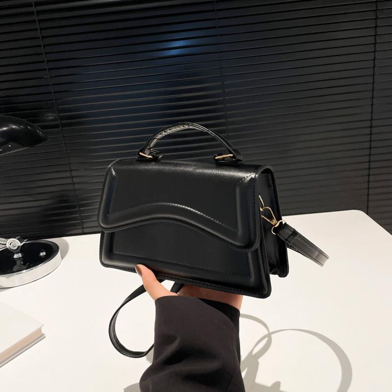 Trendy Minimalist Korean Style Shoulder Crossbody Small Square Bag In Black