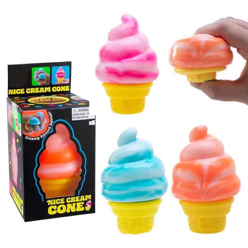Ice Cream Stress Ball Fidget Toys Anxiety Stress Relief Sensory Toys Portable Squeeze Toys for Kids Adult Party Favors