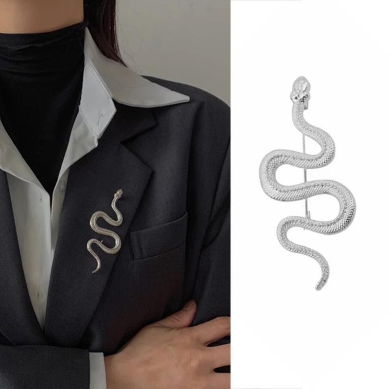 Винтажная Брошь Змея Застежка для Плаща Шарфа Шали Булавка Брошь Кольцевидная Брошь для Костюма Аксессуар Золото Серебро